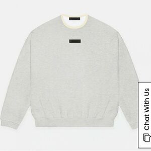 FEAR OF GOD ESSENTIALS LIGHT HEATHER GREY CREW NECK SWEATSHIRT NWT SIZE L